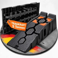 Relaxdays Auffahrrampe Überfahrschutz 2er Set Orange,Schwarz