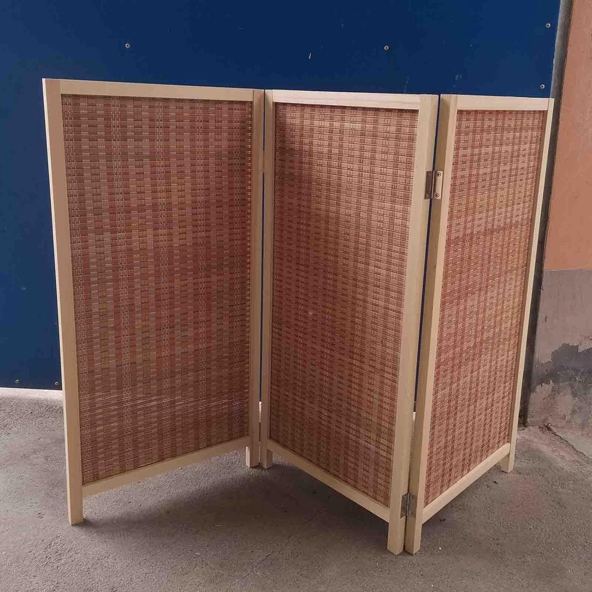 Kamerscherm van natuurlijk bamboe met 3 panelen, hoogte: 120 cm