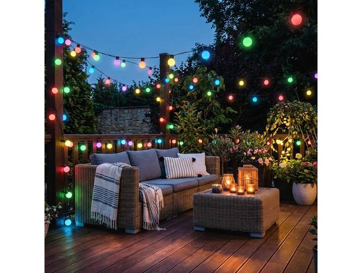 WLAN Partylichterkette RGB 10,8 m mit 48 LED Kugeln Ø30 mm, App, IP65