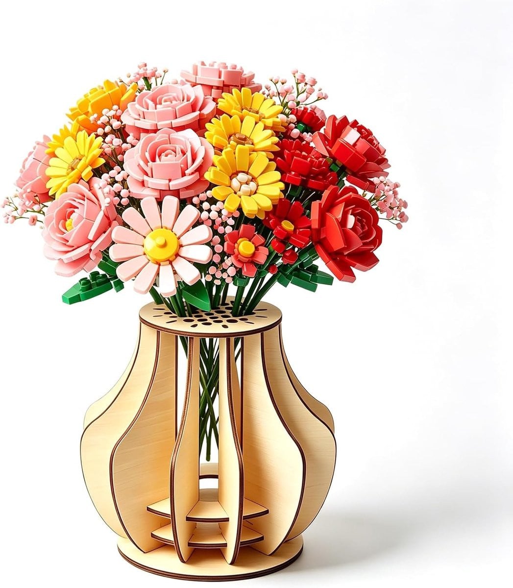 Creatieve houten vaas 3D puzzel DIY decoratie voor bloemen en tafelaccessoire