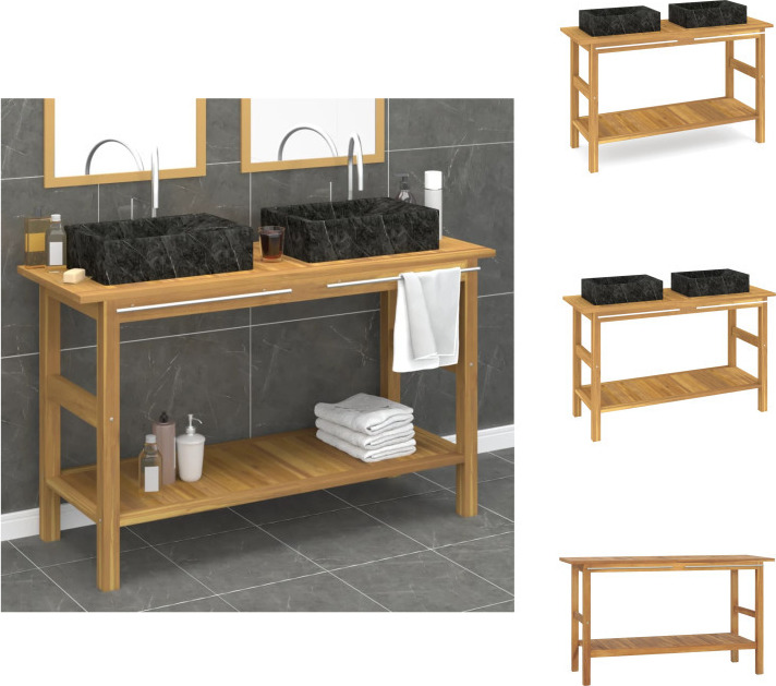 vidaXL Waschtisch mit Schwarzen Marmorbecken Massivholz Teak - Badezimmerwaschtische