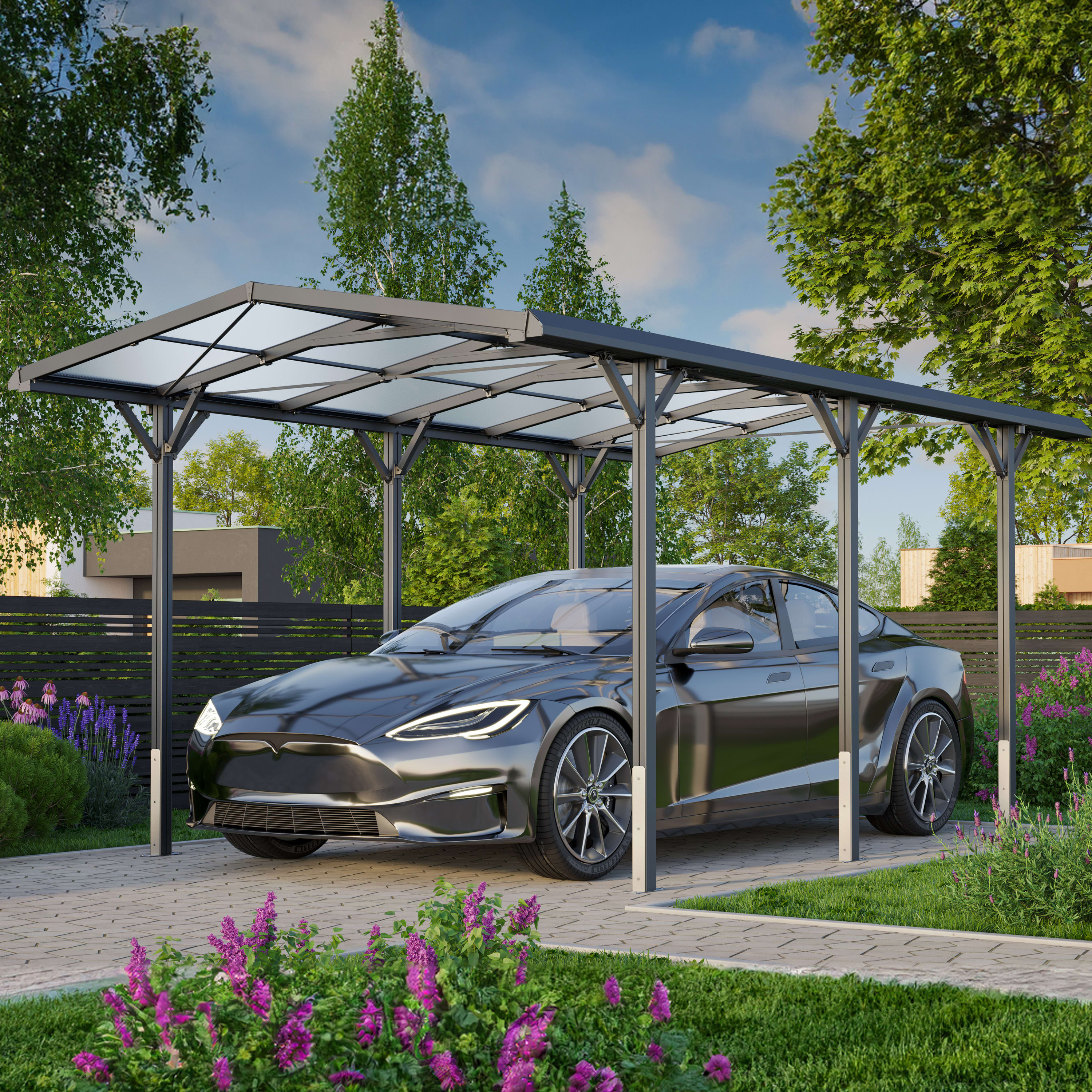 GFP 2,85x5,05m Carport, Anthrazit   inkl. Regenrinne - (GFPV00802)