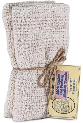 "Country Cottons, Old Fashion 100% Cotton Made in The USA Highly Absorbent Kitchen Towels - Set of 2-24""x15"" Various Colors"