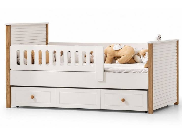 JVmoebel Kinderbett Modernes Kinderbett mit großem Bettkasten und Schubladen Weiß, Made in Europa