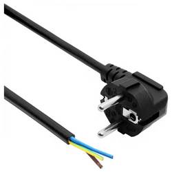 Akyga AK-OT-01C Strom Netzkabel [1x Schutzkontakt-Stecker - 1x offene Kabelenden] Schwarz 1.5 m