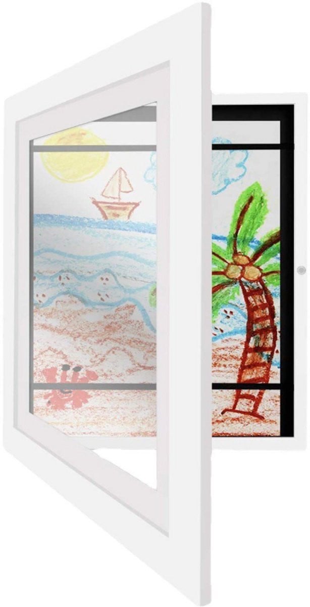 A4 Wissellijst voor Kindertekeningen - Houten Fotolijst - Wit