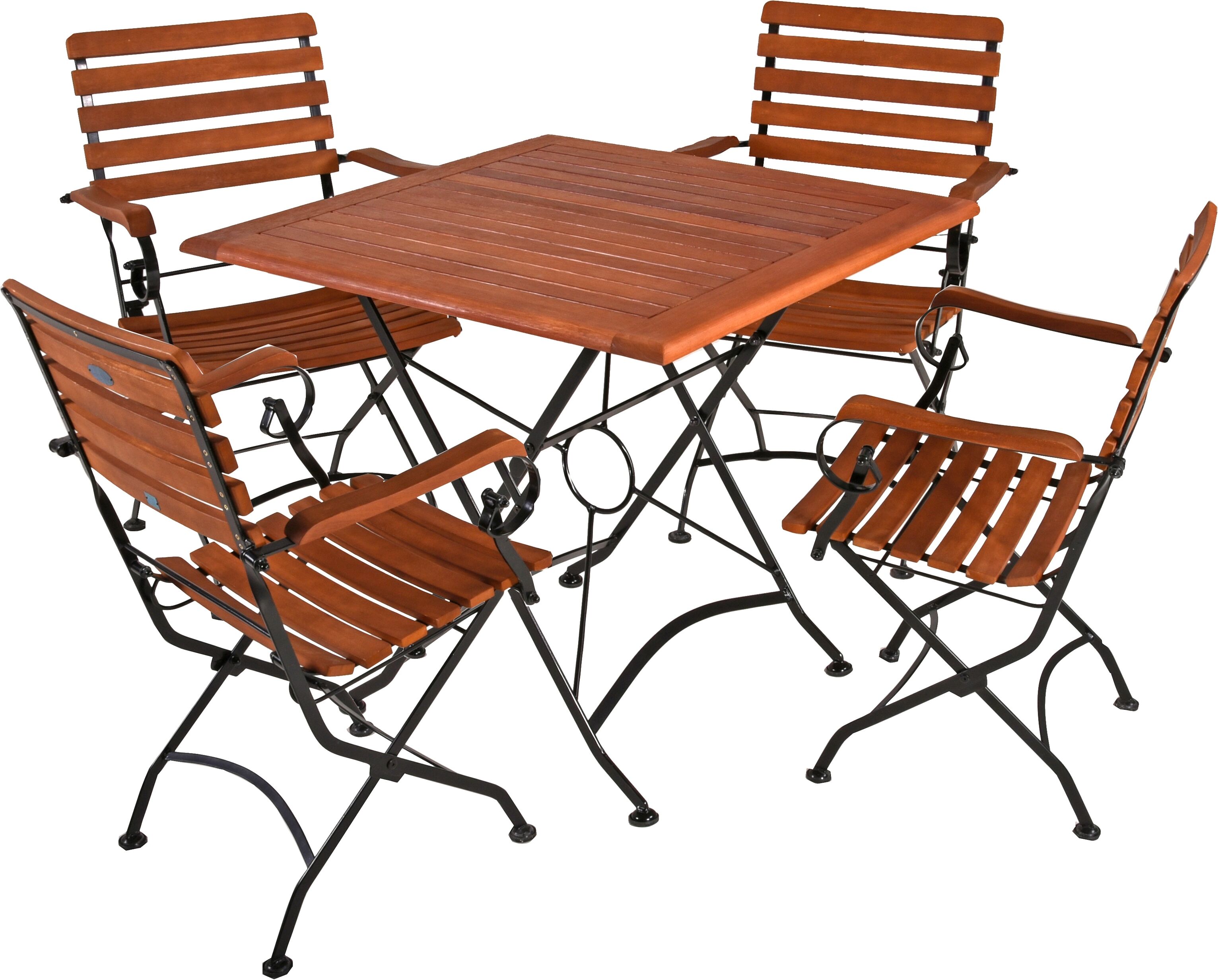Garten-Essgruppe GARDEN PLEASURE "WIEN", braun (braun, braun, schwarz), B:180cm H:89cm T:180cm, FSC-zertifiziertes Massivholz, Stahl, Sitzmöbel-Sets, Garten-Essgruppe