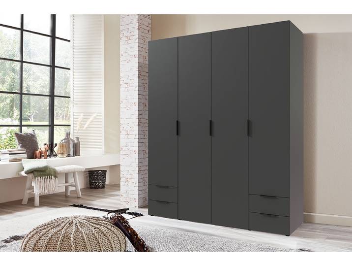 Drehtürenschrank Modena 160cm Schwarz/Graphit