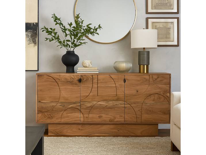Massives Sideboard 160 x 75 x 40cm Holz/Braun