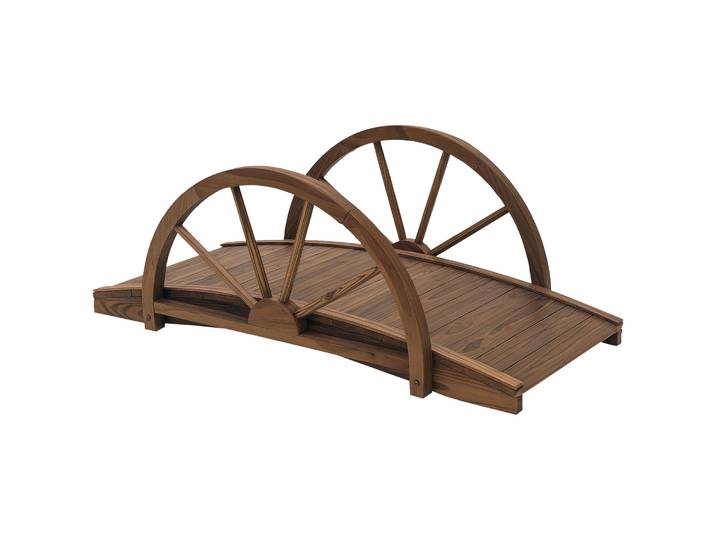 Pont de jardin en bois Outsunny avec balustrade 100X50X37 cm carbonisé