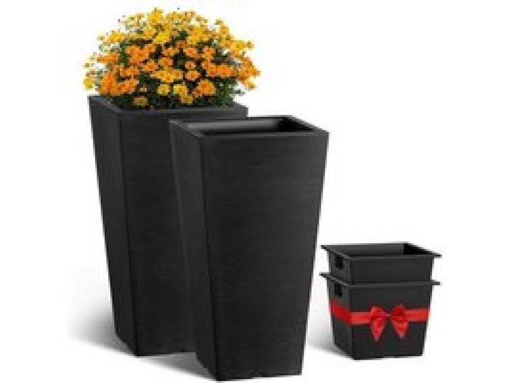 VEVOR Blumentopf, 2er Set, Großer Pflanzentopf 570 mm, Modernes Design, Integriertes effizientes Drainagesystem, Pflanzenkübel, Blumenkübel, Topf für Veranda, Patio, Außen, Innen, Schwarz