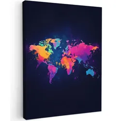 LEINWANDBILD Weltkarte - Bunt - Graffiti Room Decor 30x40 cm