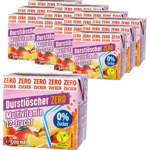 Durstlöscher Saft Multivitamin 12-Frucht zero, zuckerfrei, Trinkpäckchen, je 0,5 Liter, 12 Stück