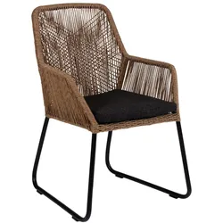 Gartenstuhl Midway aus Rattan, modern skandinavisches Design, braun, gepolstert, inkl. Kissen