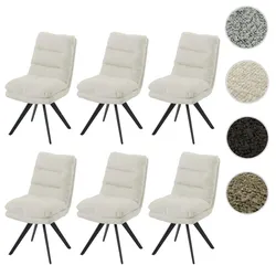 6er-Set Esszimmerstuhl HWC-G66, Küchenstuhl, drehbar Auto-Position Stoff/Textil Bouclé MVG ~ cremeweiß