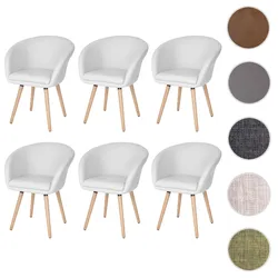 6er-Set Esszimmerstuhl Malmö T633, Stuhl Küchenstuhl, Retro 50er Jahre Design ~ Kunstleder, weiß