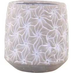 Chic Antique Colmar Blumentopf mit Blumenmuster, Ø12 x H12 cm, franz. grau