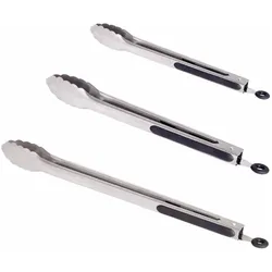 All'Grill, Grillbesteck, 3er Set Edelstahl BBQ-/Grill-Zangen, Länge 23, 31 u. 41 cm