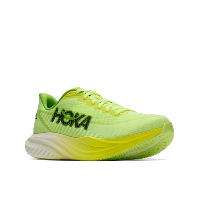 Laufschuh HOKA ONE ONE "Mach 7", Herren, Gr. 43, grün (neon yuzu, hoka citrus), Synthetik, Textil, Schuhe Laufschuh, mit EVA-Dämpfungstechnologie, atmungsaktives Obermaterial
