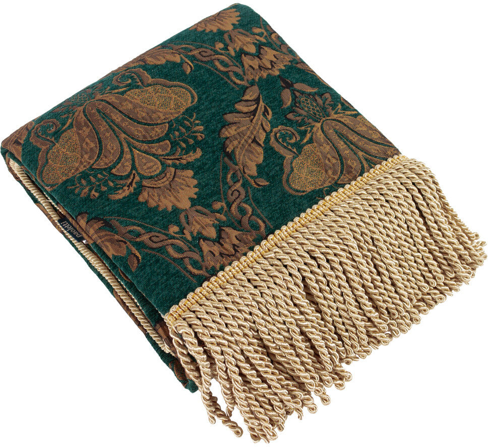 Paoletti Shiraz Floral Damask Throw Emerald 130 x 175 x 1cm