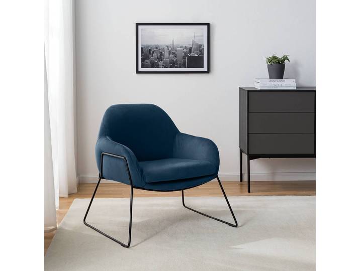 Fauteuil Culin Bleu Microfibre Sela 80 x 75 x 68cm