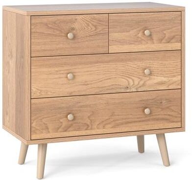 Costway Wide Wooden Dresser with 4 Drawers for Bedroom Living Room-Natural
