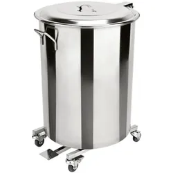 WAS Tretabfallbehälter mit Rollen 65 Liter silber, 40x40 cm