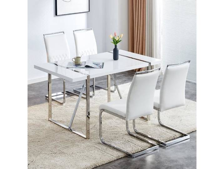 Chaise salle à manger - Lot de 4 - Simili-cuir PU - Design contemporain - Ergonomique