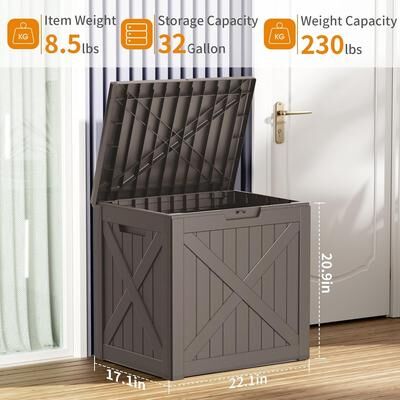 150/100/75/60/50/32/30gallon resin outdoor storage deck box weatherproof lockable(black).