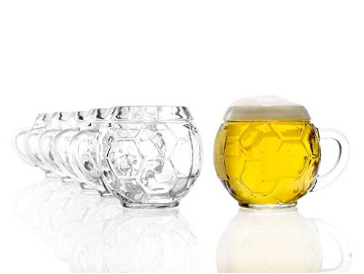 Stölzle Lausitz Voetbalbierpul 0,4 Liter - Set Van 6 Stevige Bierglazen in Voetbaldesign - Borosilicaatglas, Biertouw, Vaatwasmachinebestendig