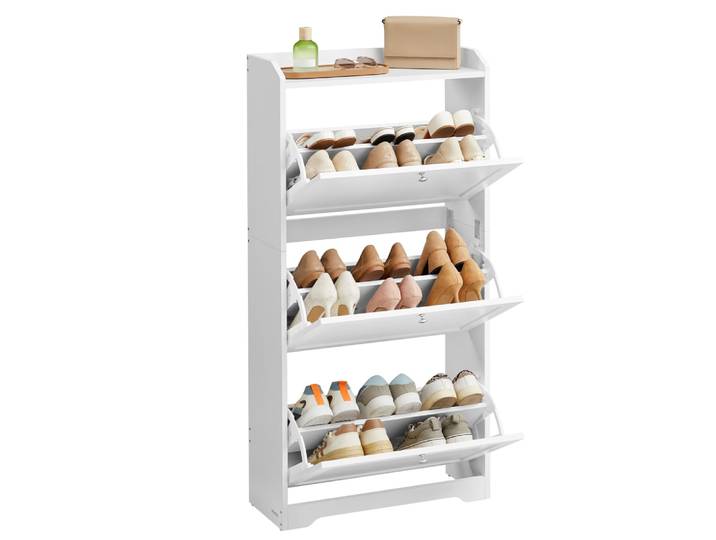 Meuble à chaussure avec cloison ajustable de rangement blanc