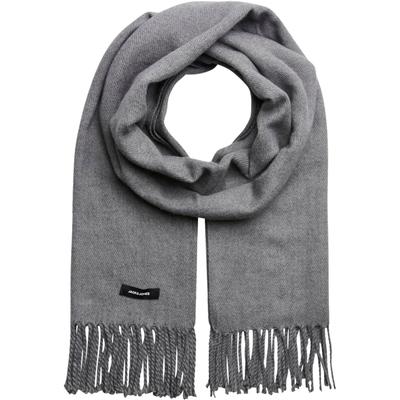Strickschal JACK & JONES "JACSOLID WOVEN SCARF NOOS", Herren, grau (grau melange), Strick, Kunstfaser, unifarben, Modetücher, Kunstfaser, mit Fransen