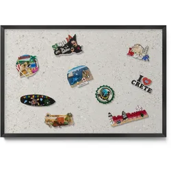 MAGNETTAFEL 60x40 cm Schwarzer Rahmen Helles Steinzeug