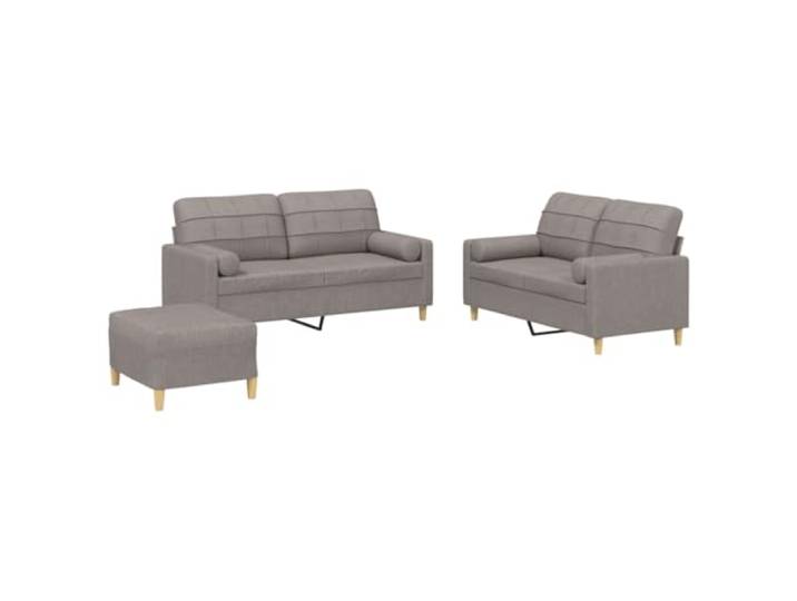 GHVBNMF 3-tlg Sofagarnitur mit Hocker Kissen Polstersofa Taupe Komplette Wohnzimmer Couchgarnitur mit dick gepolsterten Kissen und flexiblem Hocker in modernem Taupe Stoff.