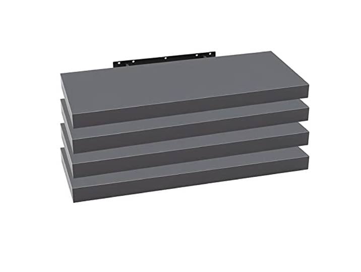 WOLTU Étagère Murale\, Étagère Suspendue\, Étagère Flottante en MDF\, Lot de 4\, pour Salon\, Cuisine\, Chambre\, Salle de Bain etc RG9319dgr-4