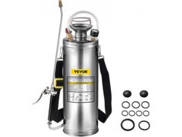 VEVOR Drucksprüher 10L Edelstahl Sprühgerät Gartenspritze mit Ventil und Manometer geeignet für Haus, Garten, Touristenfahrzeuge, Spezialfahrzeuge Schiffe, Fahrzeugreinigung, Teppichreinigung