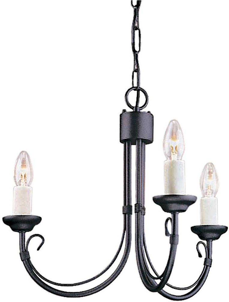 Marlow Home Co. Elkmont 3 - Light Candle Style Chandelier Black 41cm H X 43cm W X 43cm D