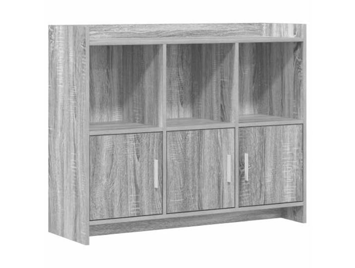 Favemtsl Sideboard Kommode mit 3 Türen 98,5x33x80 cm Grau Sonoma Vielseitiger Beistellschrank für Wohnzimmer und Diele, 6 geräumige Fächer schaffen Struktur für Geschirr und Dekoration.