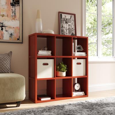 John Louis Home Solid Wood 9 Cube Storage Organizer Red Mahogany