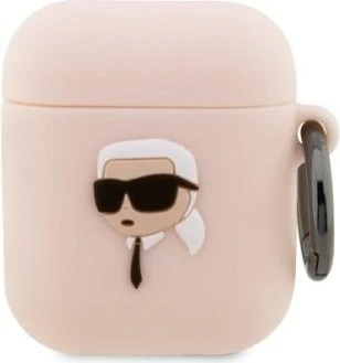 Karl Lagerfeld KLA2RUNIKP AirPods 1/2 cover pink/pink Silicone Karl Head 3D (Kopfhörer Hülle) (KF001465-0)