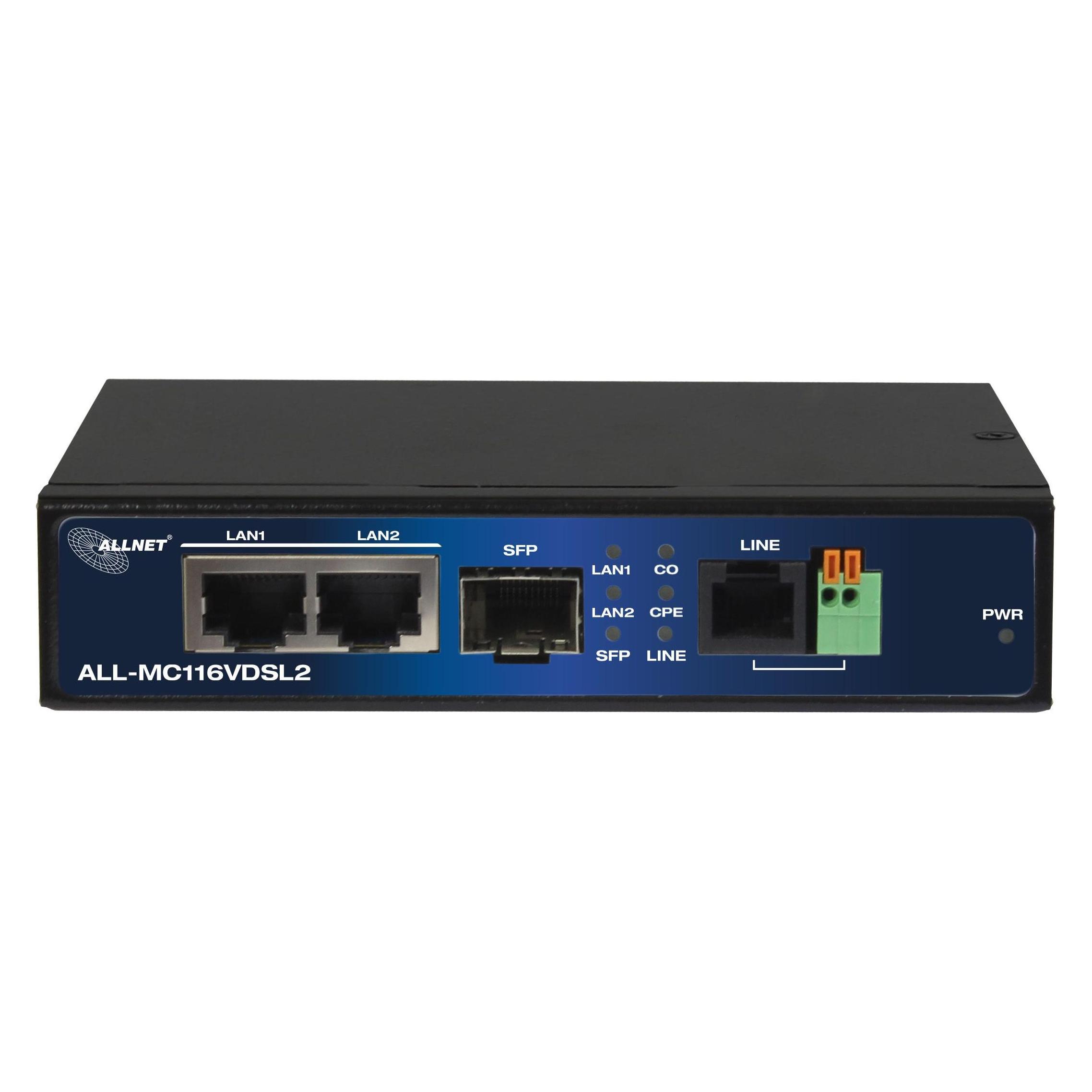 Allnet punkt-zu-punkt modem vdsl2 via 2-draht unmanaged "all-mc116v2" / max. 3km mit max. 160mbit/s (ALL-MC116VDSL2)