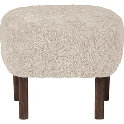 Ingeborg Sheepskin Fußbank cremefarbig auf dunklen Eichenbeinen