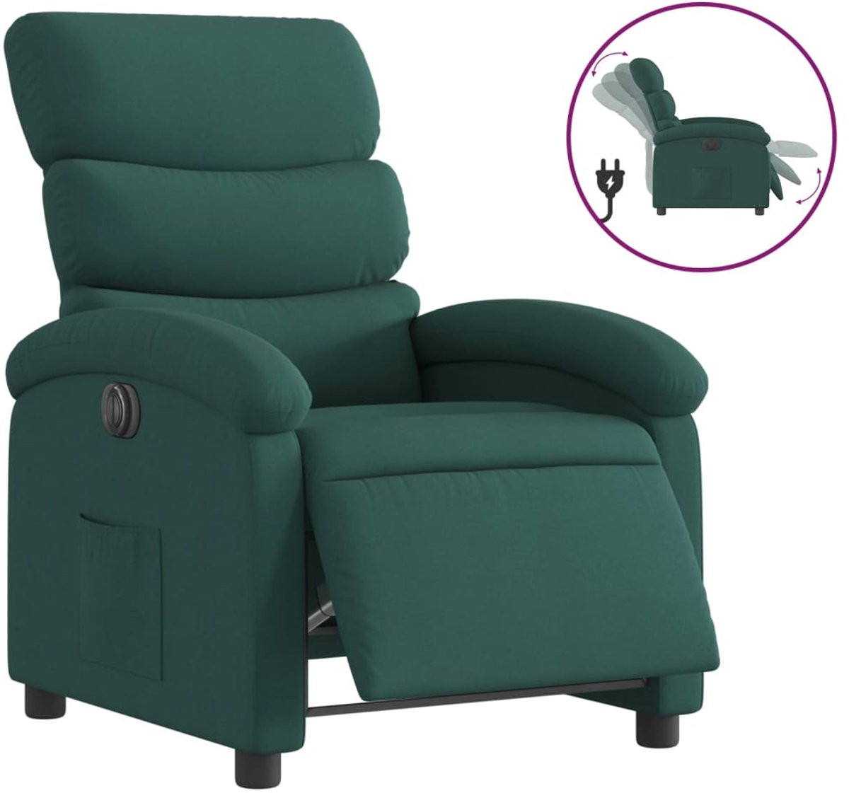 vidaXL Elektrische Relaxfauteuil in Donkergroene Stof