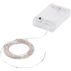 LED-Micro-Lichterkette mit Batteriekasten und Timer, 40 LEDs