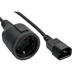 InLine® 16659A Netz Adapter Kabel, Kaltgeräte C14 auf Schutzkontakt Buchse, für USV, 1m