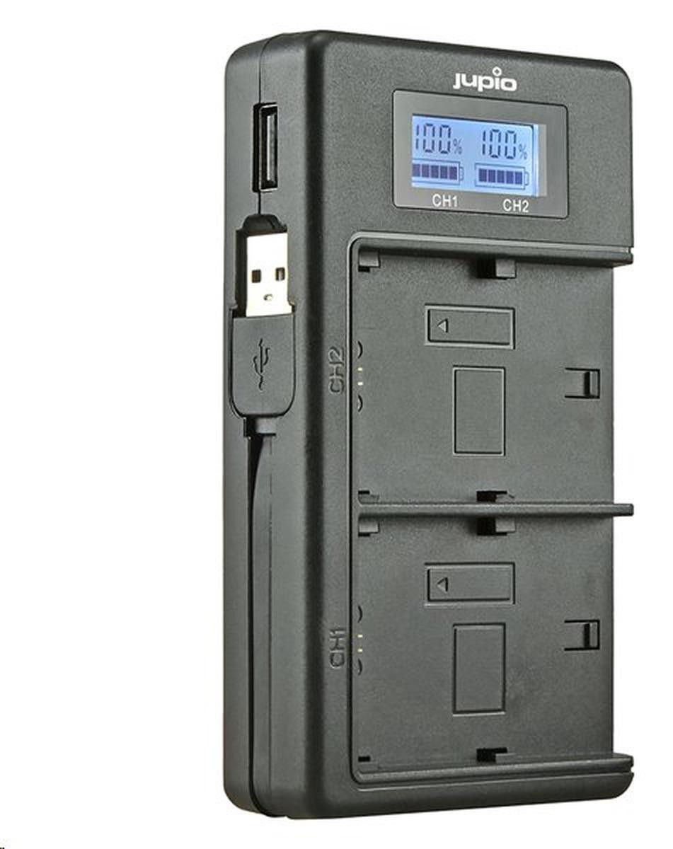 Jupio dubbele USB-oplader inclusief netadapter compatibel met Sony NP-FW50