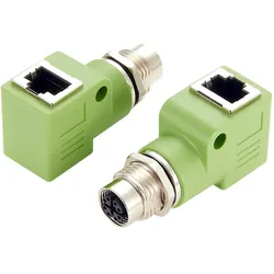 Exsys Adapter M12 X-code BU - RJ45 BU 90° (RJ45, RJ45 (1x)), Netzwerk Adapter, Grün