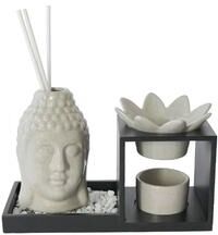 IH Casa Decor Ceramic Oil Burner And Diffuser Set Buddha Head White