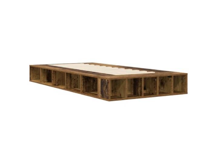 KTHLBRH Bettgestell mit Stauraum, Holz, Antik, 80 x 200 cm Technisches Holz, feste Lattenroste, integrierter Behälter, 140 kg Kapazität