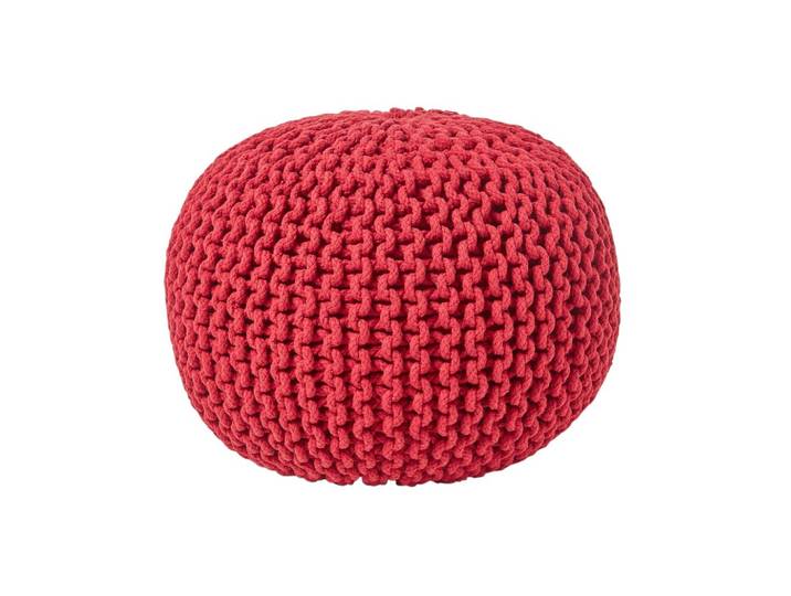 STRICK-POUF rot, 40/40/35 cm